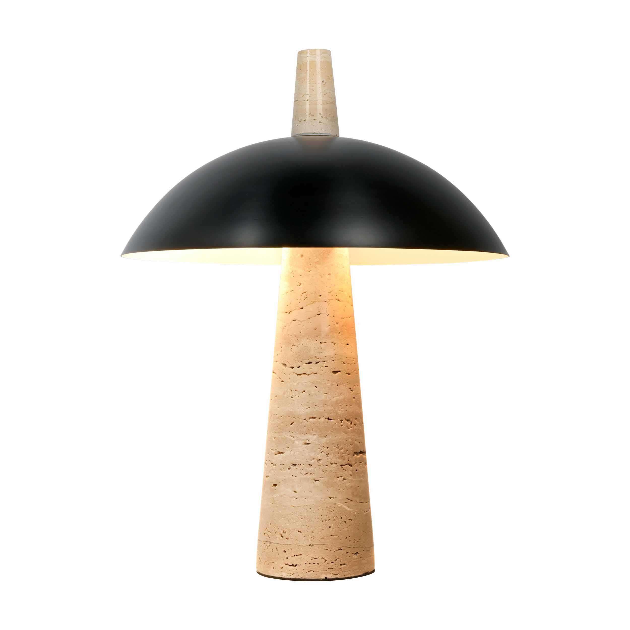 Bronze shade travertine stone pillar retro bedside table lamp for living room sofa lamp